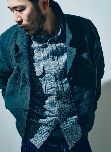 SIN25-02 LBLxBR チーズインディゴヘビーネルワークシャツ SIN2502 SAMURAIJEANS サムライジーンズネルシャツ 長袖シャツの画像