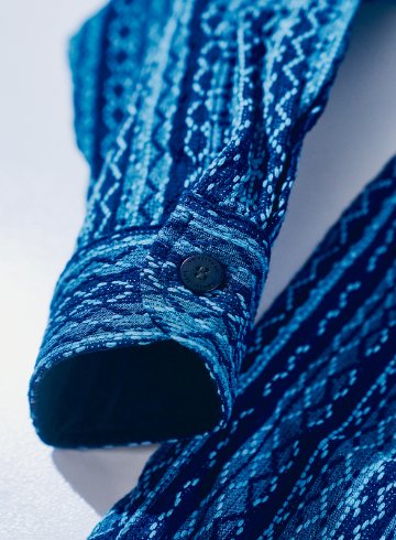 SSS25-SKS 藍 藍刺し子ストライプシャツ SSS25SKS SAMURAIJEANS サムライジーンズネルシャツ 長袖シャツの画像