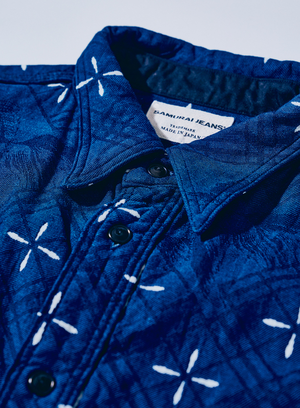SSS25-02 ID 業平菱金魚柄ジャガードワークシャツ SSS2502 SAMURAIJEANS サムライジーンズネルシャツ 長袖シャツの画像
