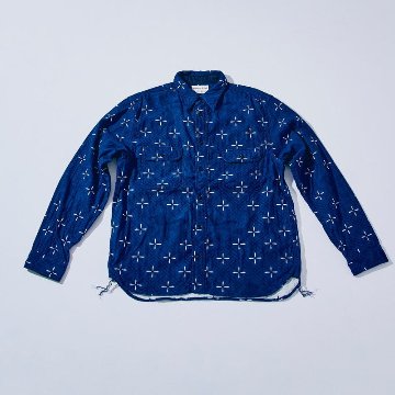 SSS25-02 ID 業平菱金魚柄ジャガードワークシャツ SSS2502 SAMURAIJEANS サムライジーンズネルシャツ 長袖シャツの画像