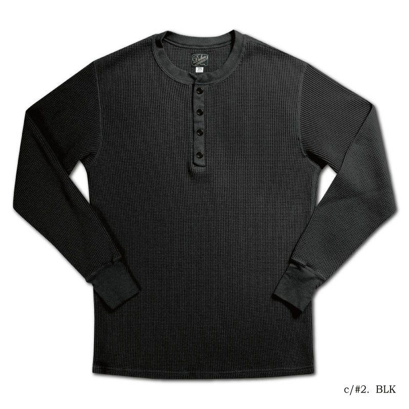 2230HT-BK-30S ワッフルヘンリーサーマル-DELUXEWARE-デラックスウエアサーマルTシャツ-DALEE'S-ダリーズサーマルTシャツ-ヘンリーネックサーマルの画像