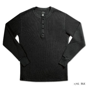 2230HT-BK-30S ワッフルヘンリーサーマル-DELUXEWARE-デラックスウエアサーマルTシャツ-DALEE'S-ダリーズサーマルTシャツ-ヘンリーネックサーマルの画像