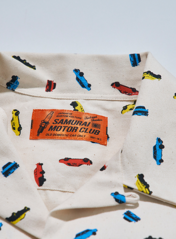 SMOS25 BE サムライ自動車倶楽部半袖オープンシャツ SAMURAIJEANS サムライジーンズワークシャツ サムライジーンズシャツ サムライ自動車倶楽部 ワークシャツの画像