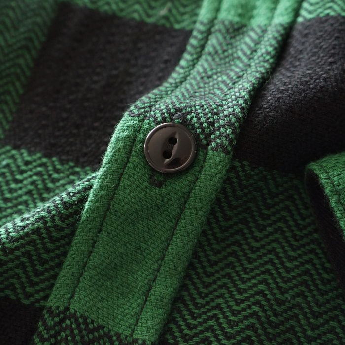 FN-SNR-101L GRNxBK ブロックチェックネルシャツ101L FNSNR101L FLATHEAD フラットヘッドシャツ BLOCK CHECK NEL SHIRTの画像