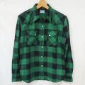 FN-SNW-101L GRNxBK ブロックチェックネルウエスタンシャツ101L FNSNW101L FLATHEAD フラットヘッドシャツ BLOCK CHECK NEL SHIRTの画像