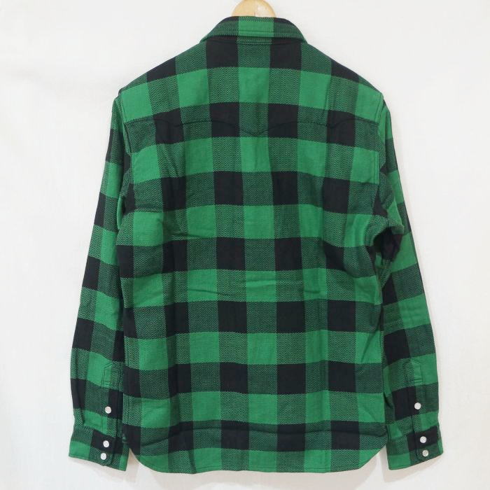 FN-SNW-101L GRNxBK ブロックチェックネルウエスタンシャツ101L FNSNW101L FLATHEAD フラットヘッドシャツ BLOCK CHECK NEL SHIRTの画像