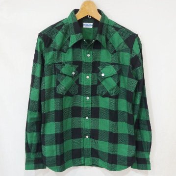 FN-SNW-101L GRNxBK ブロックチェックネルウエスタンシャツ101L FNSNW101L FLATHEAD フラットヘッドシャツ BLOCK CHECK NEL SHIRTの画像