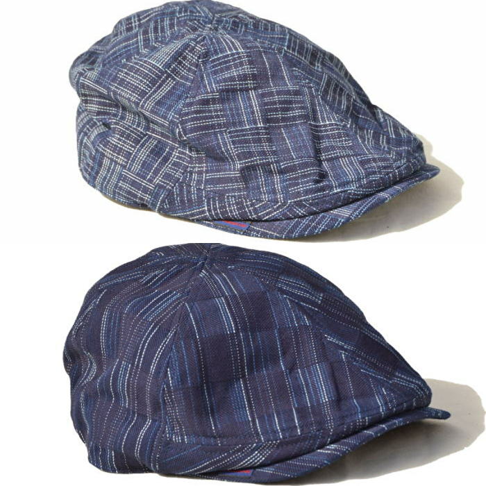 SJ301HN21-IK-市松柄絣ハンチング-SJ301HN21IK-SAMURAIJEANS-サムライジーンズハンチング-帽子-ハンチングキャップの画像