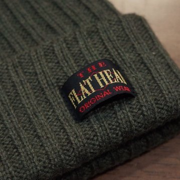FN-HK001-OLV-ウールニットキャップ001-FNHK001-FLATHEAD-フラットヘッドニットキャップの画像