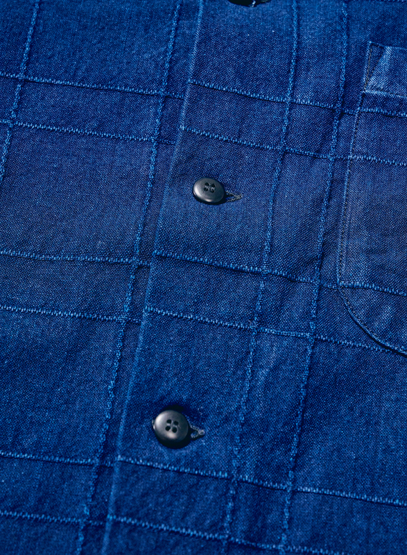SOS26-ARS 藍刺し子ラティスオープンカラーシャツ SOS26ARS SAMURAIJEANS サムライジーンズ サムライジーンズオープンカラーシャツの画像