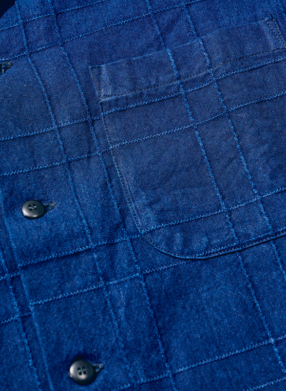 SOS26-ARS 藍刺し子ラティスオープンカラーシャツ SOS26ARS SAMURAIJEANS サムライジーンズ サムライジーンズオープンカラーシャツの画像