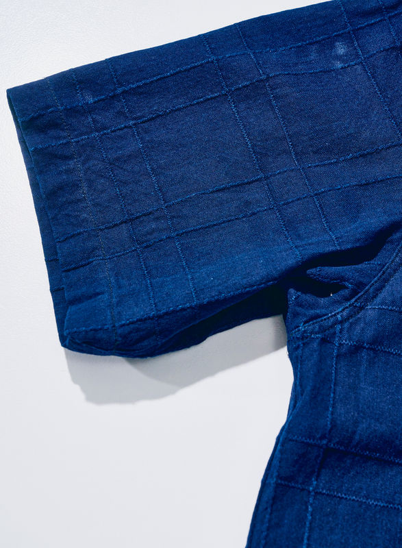 SOS26-ARS 藍刺し子ラティスオープンカラーシャツ SOS26ARS SAMURAIJEANS サムライジーンズ サムライジーンズオープンカラーシャツの画像