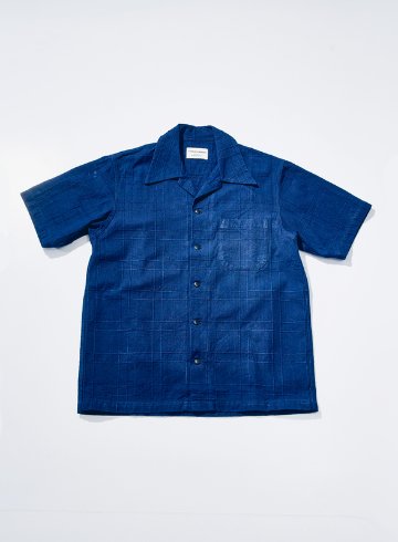 SOS26-ARS 藍刺し子ラティスオープンカラーシャツ SOS26ARS SAMURAIJEANS サムライジーンズ サムライジーンズオープンカラーシャツの画像
