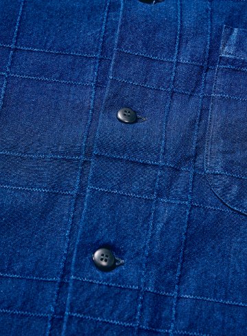 SOS26-ARS 藍刺し子ラティスオープンカラーシャツ SOS26ARS SAMURAIJEANS サムライジーンズ サムライジーンズオープンカラーシャツの画像