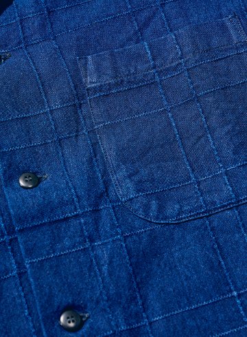 SOS26-ARS 藍刺し子ラティスオープンカラーシャツ SOS26ARS SAMURAIJEANS サムライジーンズ サムライジーンズオープンカラーシャツの画像