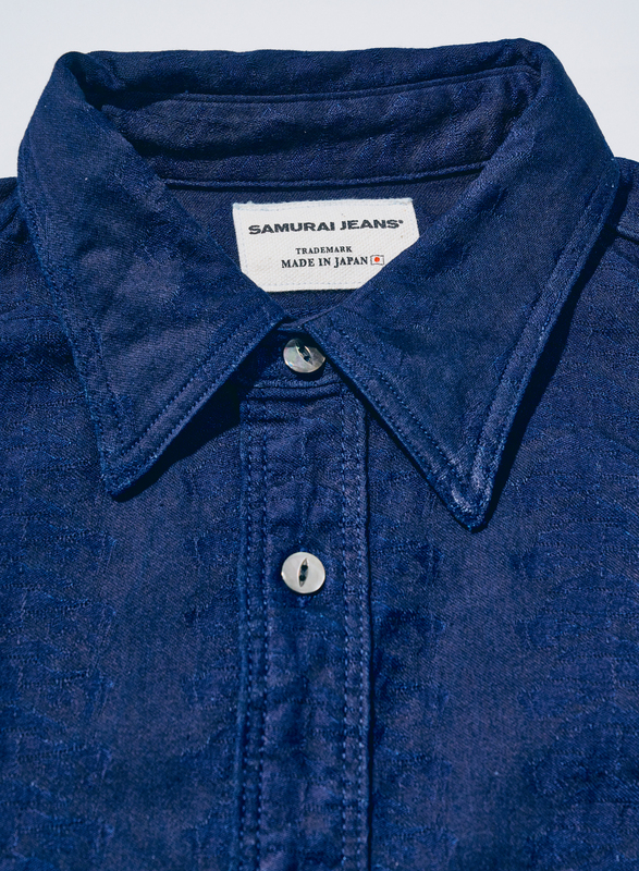 SSS26-01 千眼（センゲン）インディゴジャカードワークシャツ SSS2601 SAMURAIJEANS サムライジーンズワークシャツ 長袖シャツの画像