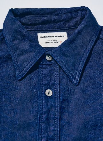 SSS26-01 千眼（センゲン）インディゴジャカードワークシャツ SSS2601 SAMURAIJEANS サムライジーンズワークシャツ 長袖シャツの画像