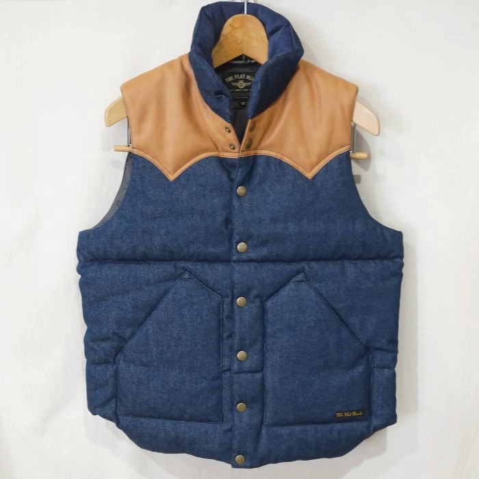 FN-OJ-DPV001 12.5oz DENIM PUFFER VEST FNOJDPV001 FLATHEAD フラットヘッド デニムベスト アウターの画像