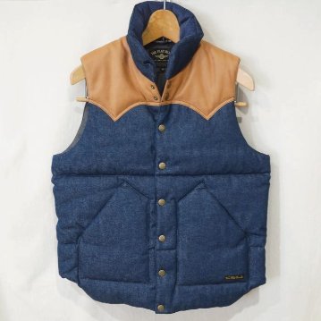 FN-OJ-DPV001 12.5oz DENIM PUFFER VEST FNOJDPV001 FLATHEAD フラットヘッド デニムベスト アウターの画像