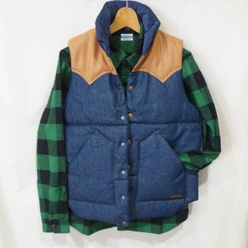 FN-OJ-DPV001 12.5oz DENIM PUFFER VEST FNOJDPV001 FLATHEAD フラットヘッド デニムベスト アウターの画像