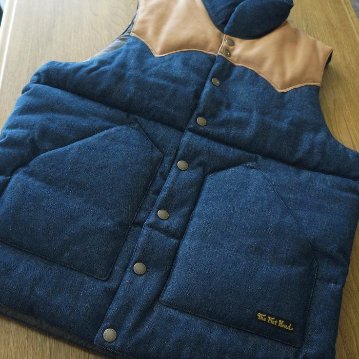 FN-OJ-DPV001 12.5oz DENIM PUFFER VEST FNOJDPV001 FLATHEAD フラットヘッド デニムベスト アウターの画像
