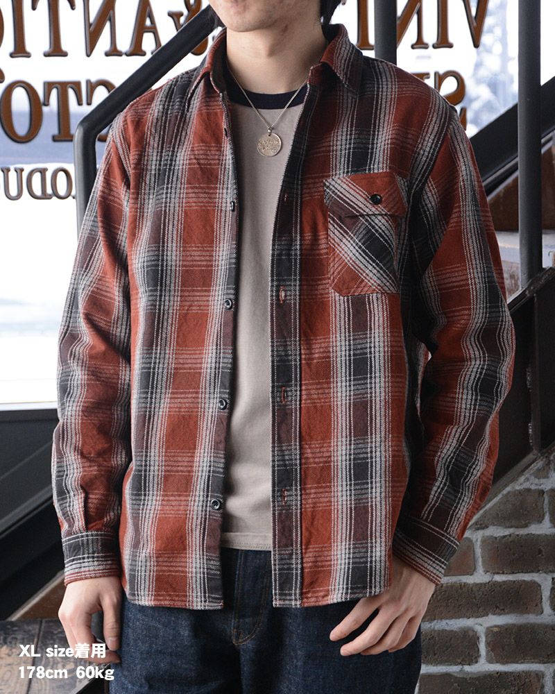 HV-59 OMBRE HEAVY NEL SHIRT HV59 DELUXEWARE デラックスウエアシャツ シャツ長袖 ネルシャツの画像