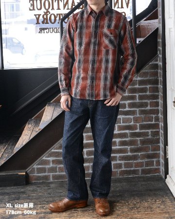 HV-59 OMBRE HEAVY NEL SHIRT HV59 DELUXEWARE デラックスウエアシャツ シャツ長袖 ネルシャツの画像