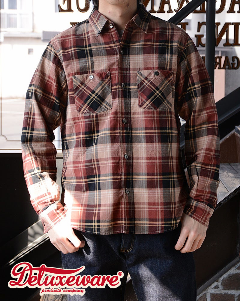 LV-33 VINTAGE RED CHECK LV33 DELUXEWARE デラックスウエアシャツ シャツ長袖の画像