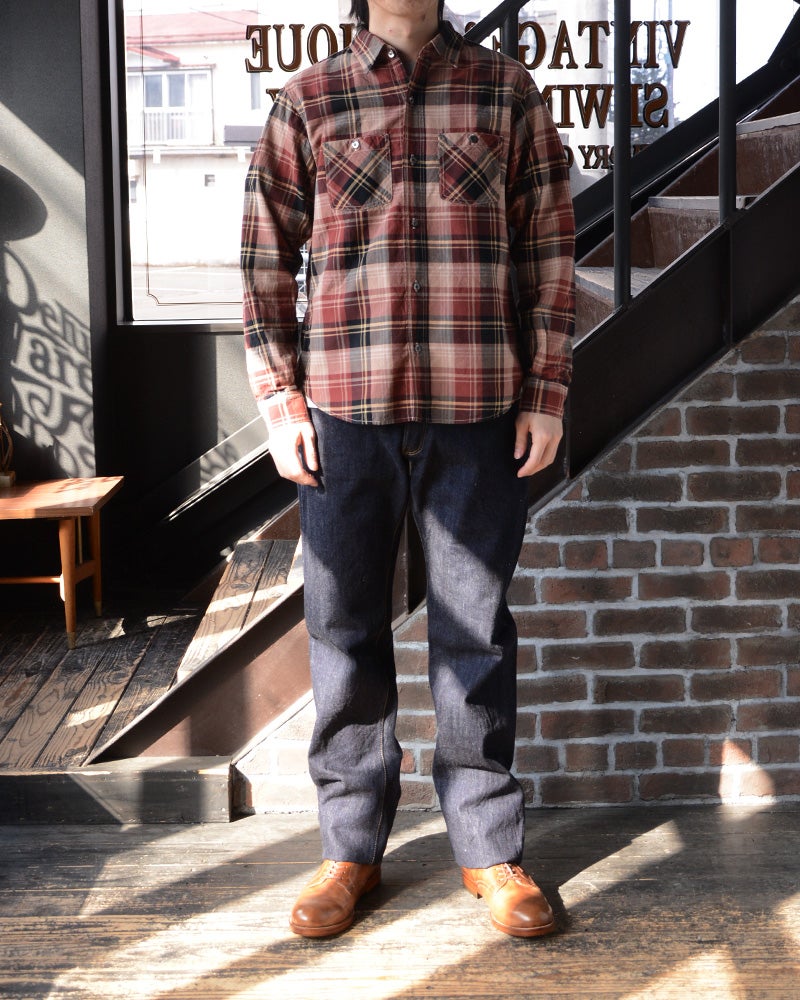 LV-33 VINTAGE RED CHECK LV33 DELUXEWARE デラックスウエアシャツ シャツ長袖の画像