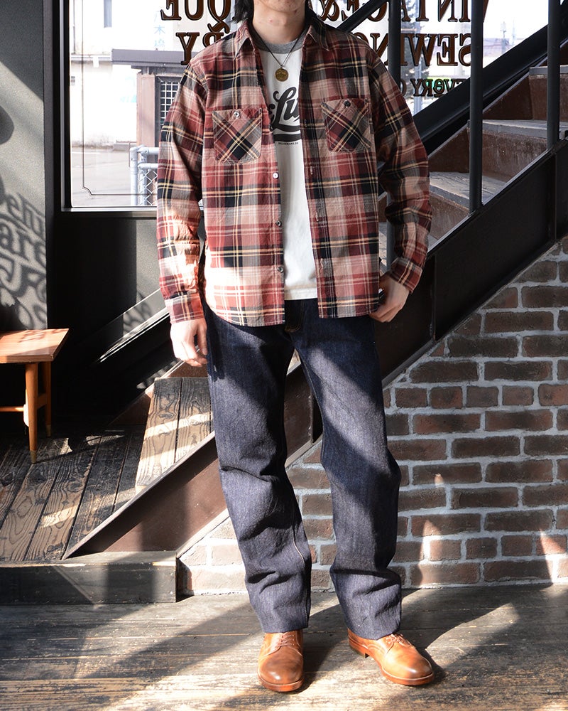 LV-33 VINTAGE RED CHECK LV33 DELUXEWARE デラックスウエアシャツ シャツ長袖の画像