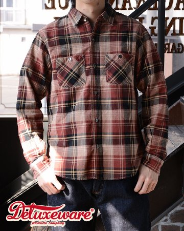 LV-33 VINTAGE RED CHECK LV33 DELUXEWARE デラックスウエアシャツ シャツ長袖の画像