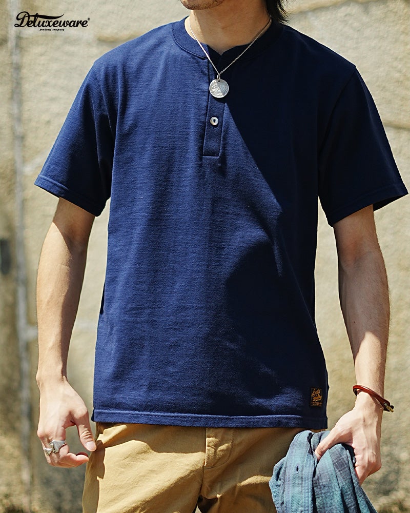 SDHT-00 F.BL HENLY NECK T-SHIRT SDHT00 DELUXEWARE デラックスウエアＴシャツ ヘンリーネックＴシャツの画像