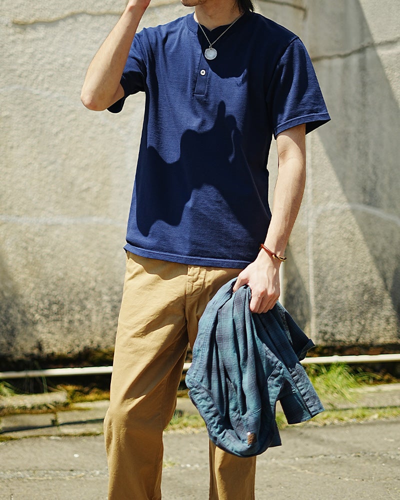SDHT-00 F.BL HENLY NECK T-SHIRT SDHT00 DELUXEWARE デラックスウエアＴシャツ ヘンリーネックＴシャツの画像