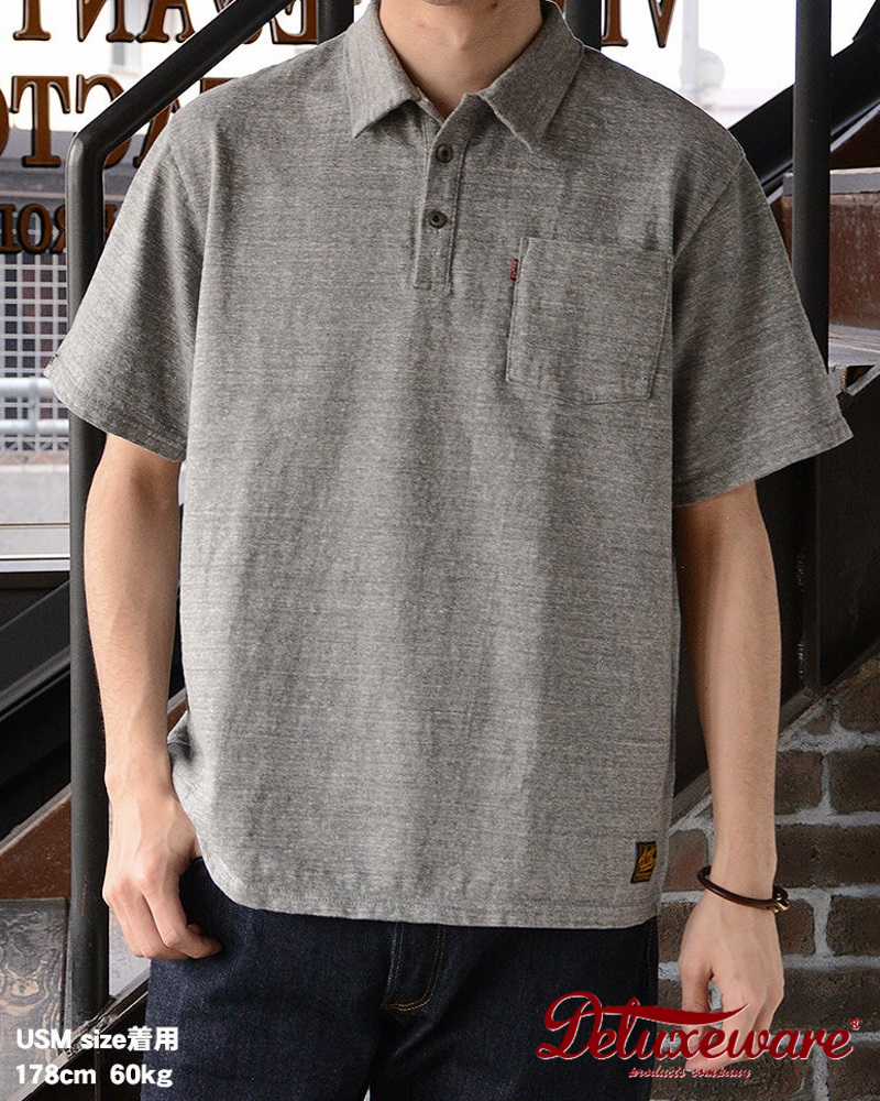 OCTS-00 MDGRY OPEN COLLAR T-SHIRT OCTS00 DELUXEWARE デラックスウエアシャツ オープンカラーシャツ ポロシャツ-シャツ半袖の画像