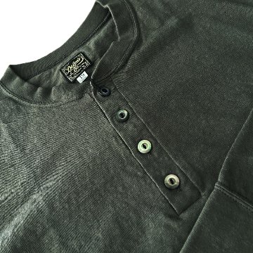 SPINNER.L COAL.GRN WORKER HENLEY NECK SPINNERL DELUXEWARE デラックスウエア長袖Ｔシャツ DALEE'S ダリーズヘンリーネックの画像