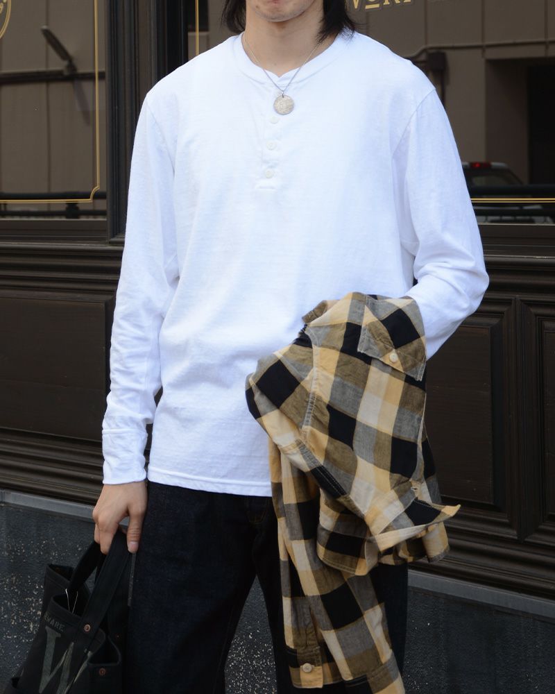 SPINNER.L WH WORKER HENLEY NECK SPINNERL DELUXEWARE デラックスウエア DALEE'S ダリーズヘンリーネック長袖Tシャツの画像