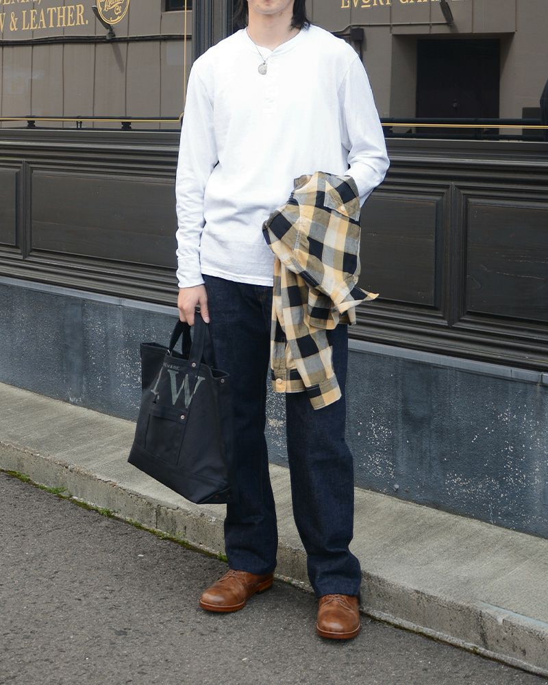 SPINNER.L WH WORKER HENLEY NECK SPINNERL DELUXEWARE デラックスウエア DALEE'S ダリーズヘンリーネック長袖Tシャツの画像