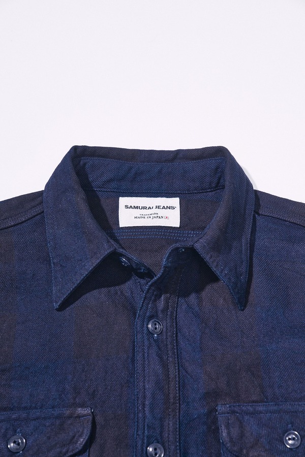 先行予約受付中！SSS26-BOB ブラックオンブルーブロックチェックシャツ SSS26BOB SAMURAIJEANS サムライジーンズシャツ 長袖シャツの画像