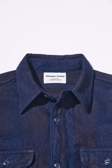 先行予約受付中！SSS26-BOB ブラックオンブルーブロックチェックシャツ SSS26BOB SAMURAIJEANS サムライジーンズシャツ 長袖シャツの画像