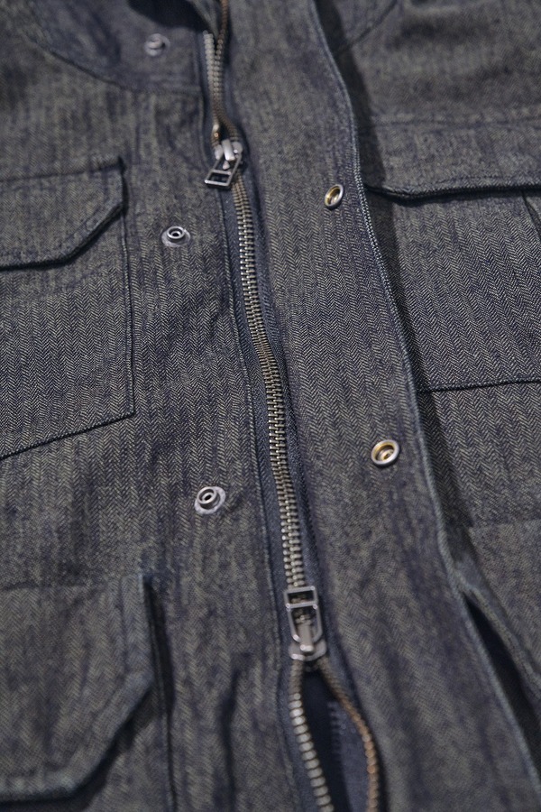 先行予約受付中！SJMPK26-BOB ブラックオンブルーへリンボーンマウンテンパーカー SJMPK26BOB SAMURAIJEANS サムライジーンズジャケットの画像