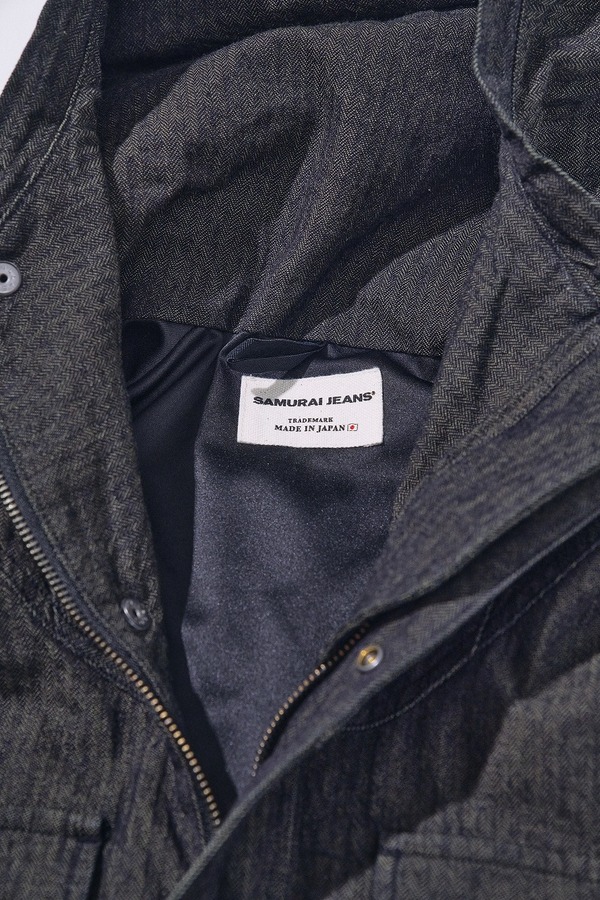先行予約受付中！SJMPK26-BOB ブラックオンブルーへリンボーンマウンテンパーカー SJMPK26BOB SAMURAIJEANS サムライジーンズジャケットの画像