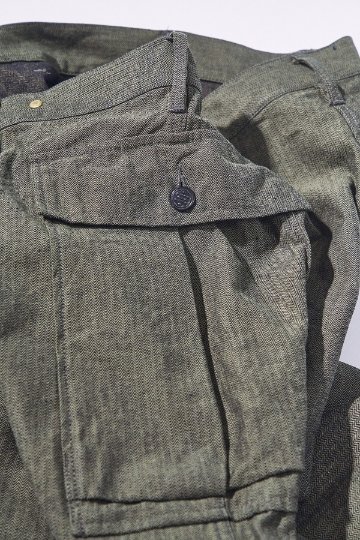 先行予約受付中！SJAP26-BOB ブラックオンブルーへリンボーンアーミーパンツ SJAP26BOB SAMURAIJEANS サムライジーンズデニムジーンズの画像