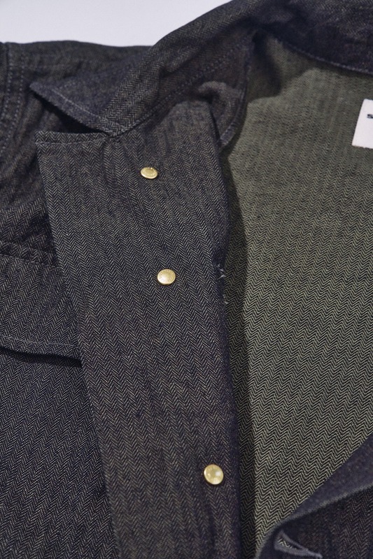 先行予約受付中！SJFJK26-BOB ブラックオンブルーへリンボーンフィールドジャケット SJFJK26BOB SAMURAIJEANS サムライジーンズジャケット アウターの画像