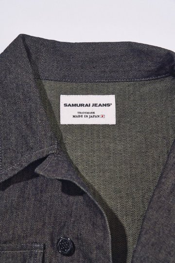 先行予約受付中！SJFJK26-BOB ブラックオンブルーへリンボーンフィールドジャケット SJFJK26BOB SAMURAIJEANS サムライジーンズジャケット アウターの画像