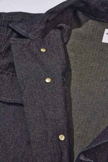 先行予約受付中！SJFJK26-BOB ブラックオンブルーへリンボーンフィールドジャケット SJFJK26BOB SAMURAIJEANS サムライジーンズジャケット アウターの画像