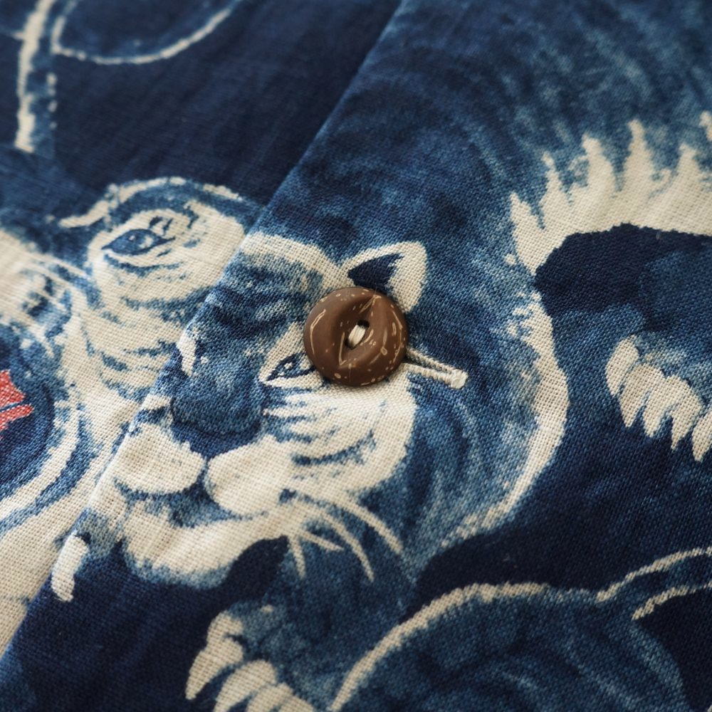 FN-SCR-017S リネン半袖シャツ百虎 桐箱入 FNSCR017S FLATHEAD フラットヘッド オープンカラーシャツ LINEN SHORT SLEEVE SHIRT HYAKU TORAの画像