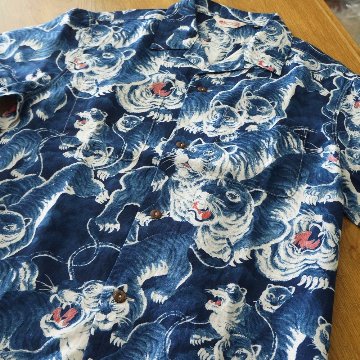 FN-SCR-017S リネン半袖シャツ百虎 桐箱入 FNSCR017S FLATHEAD フラットヘッド オープンカラーシャツ LINEN SHORT SLEEVE SHIRT HYAKU TORAの画像