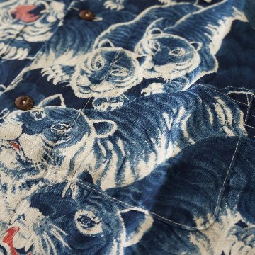 FN-SCR-017S リネン半袖シャツ百虎 桐箱入 FNSCR017S FLATHEAD フラットヘッド オープンカラーシャツ LINEN SHORT SLEEVE SHIRT HYAKU TORAの画像