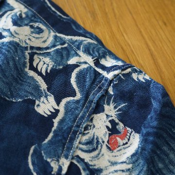 FN-SCR-017S リネン半袖シャツ百虎 桐箱入 FNSCR017S FLATHEAD フラットヘッド オープンカラーシャツ LINEN SHORT SLEEVE SHIRT HYAKU TORAの画像