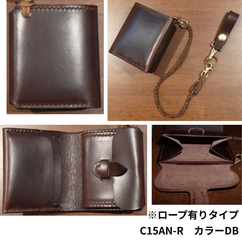 C15AN C15AN-R C15AN二つ折り財布ロープ付 C15ANR 黒羽（CROW：クロウ) ハーフウォレット（ショートウォレット：二つ折り財布)の画像